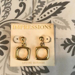 Gold Square Post Earrings.